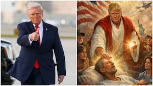 Donald Trump and his Truth Social depicting himself as Jesus.