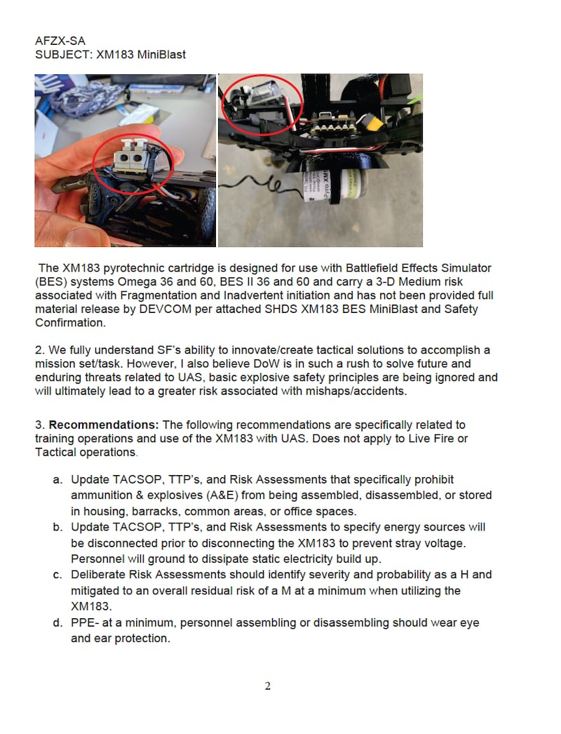 A newly surfaced Army memo claims the Defense Department’s push to rapidly scale low-cost combat drones is causing “basic explosive safety principles” to be ignored.