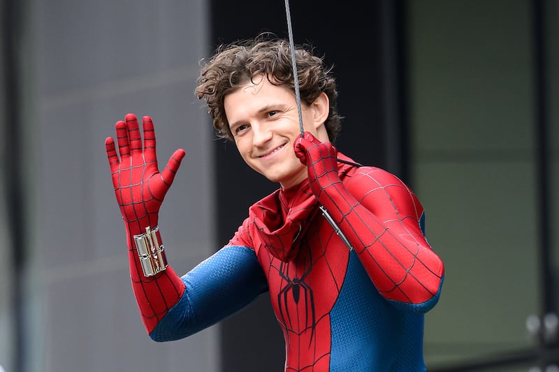 GLASGOW, UNITED KINGDOM - AUGUST 3: (UK OUT) Tom Holland is seen on the set of 'Spider-Man: Brand New Day' on August 3, 2025 in Glasgow, Scotland. (Photo by MEGA/GC Images)