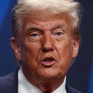 USA President Donald Trump during the press conference at the NATO Summit in The Hague, Netherlands on June 25, 2025. (Photo by Jakub Porzycki/NurPhoto via Getty Images)