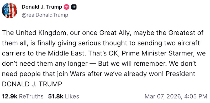 Donald Trump on Truth Social