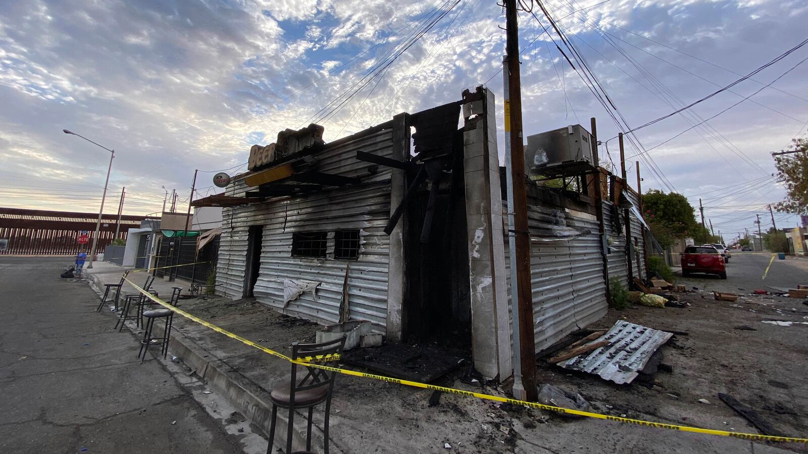 A bar that was intentionally burned and left eleven people dead in the town of San Luis Rio Colorado, Sonora state, Mexico.