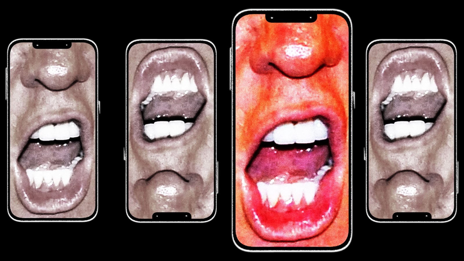 Illo illustration of Donald Trump yelling inside an iphone cellphone
