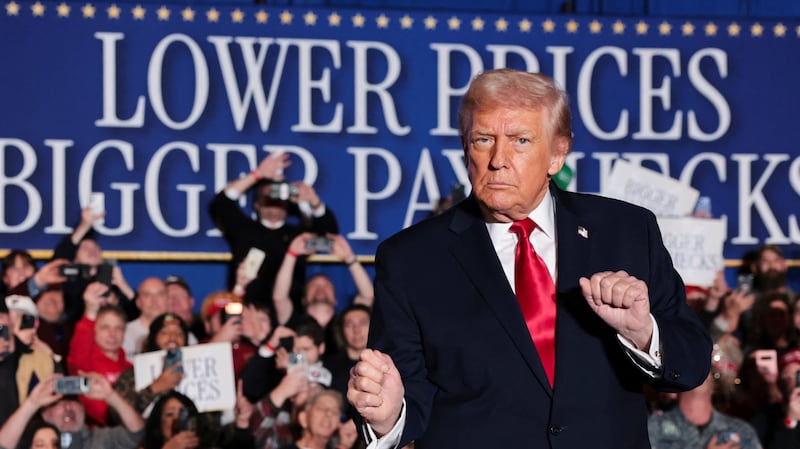 U.S. President Donald Trump gestures