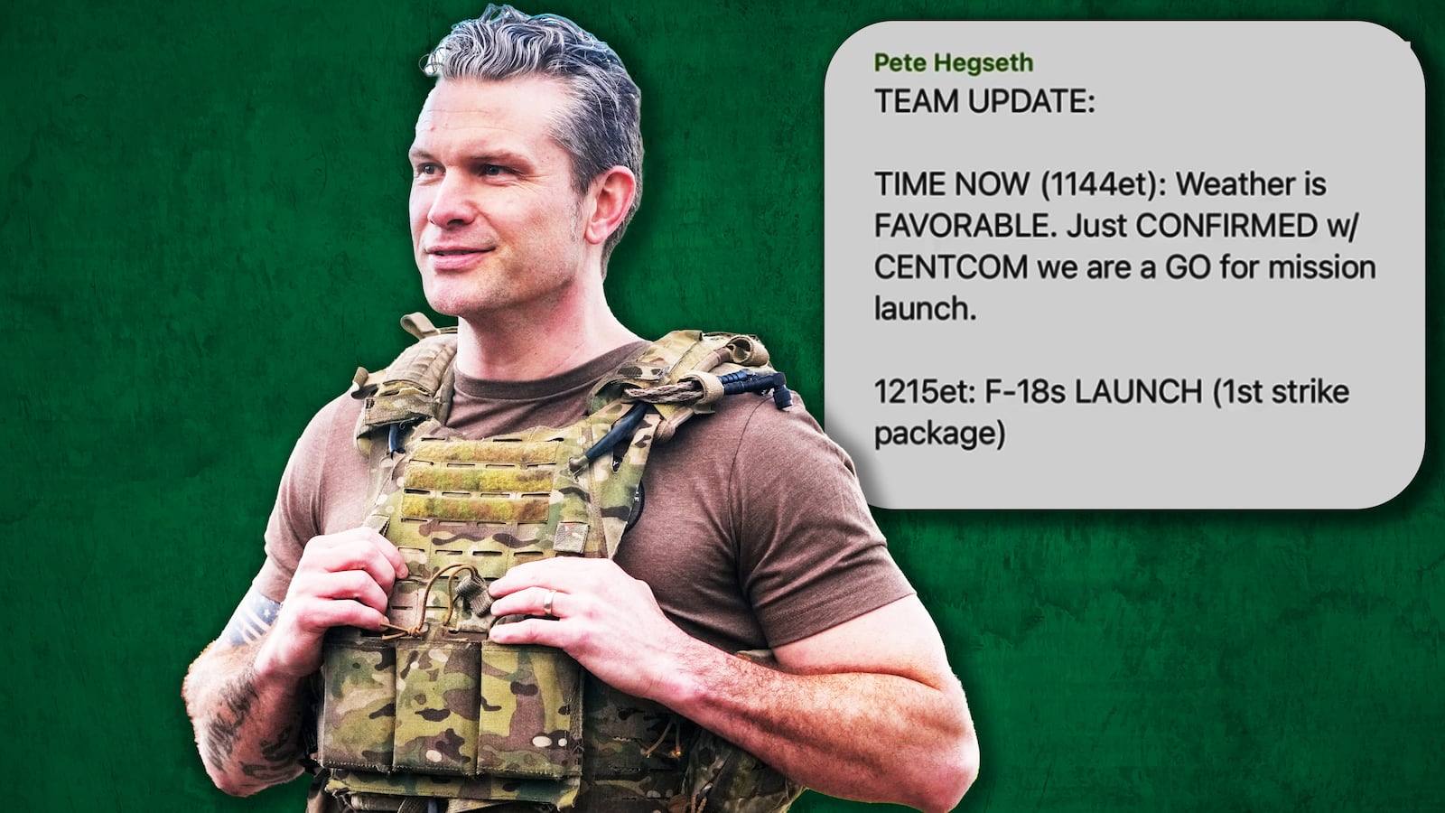 Pete Hegseth, text message photo illustration