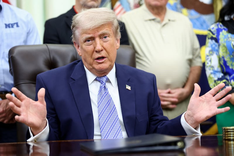 U.S. President Donald Trump speaks during an announcement with U.S. Environmental Protection Agency (EPA) Administrator Lee Zeldin