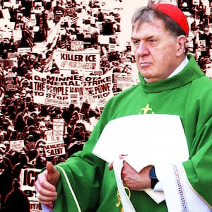 Cardinal Joseph Tobin in front of ICE protests in Minneapolis, Minnesota