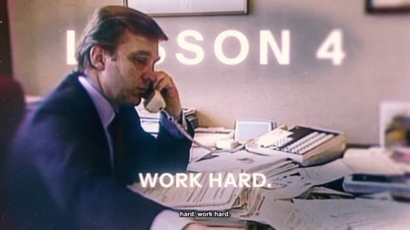 Trump reminds people to "work hard," despite his knack for playing golf on the job.