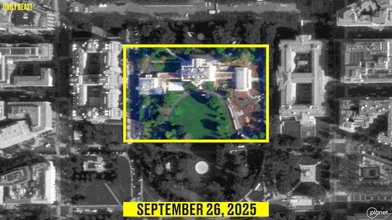 The white house before and after the east wing had been demolished