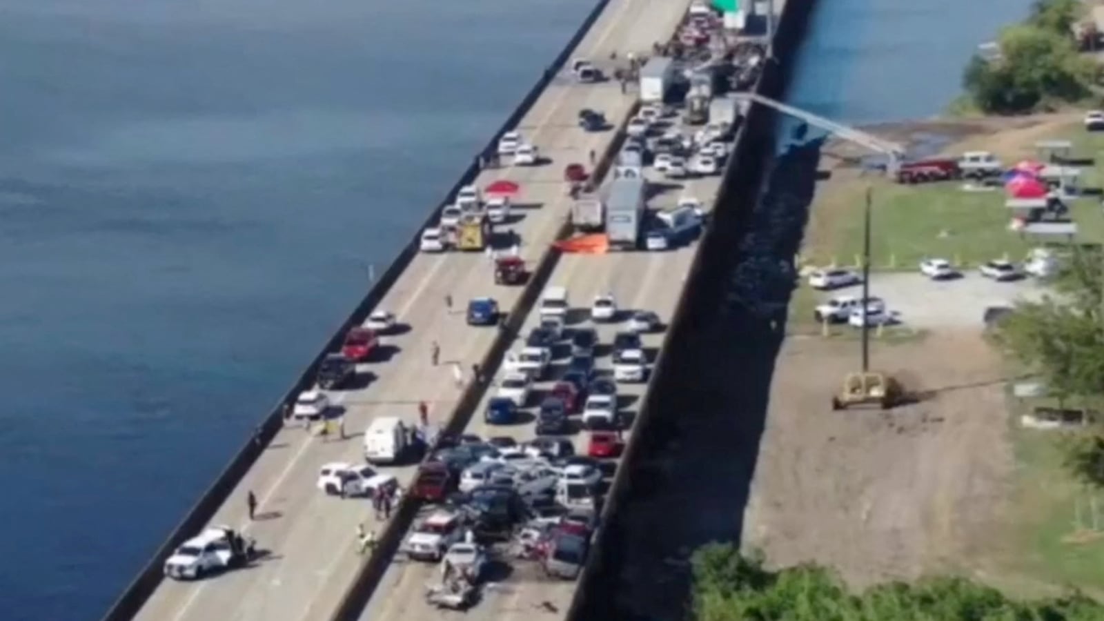 Vehicles pile-up due to a crash on Interstate 55