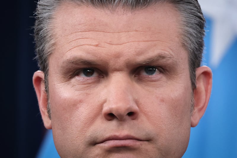 U.S. Secretary of War Pete Hegseth takes questions during a press briefing at the Pentagon on March 31, 2026 in Arlington, Virginia.