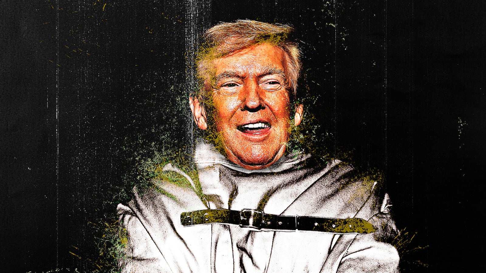 Donald Trump in a straitjacket