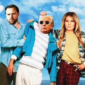 Donald Trump, JD Vance, and Melania Trump on the Weekend at Bernie's poster