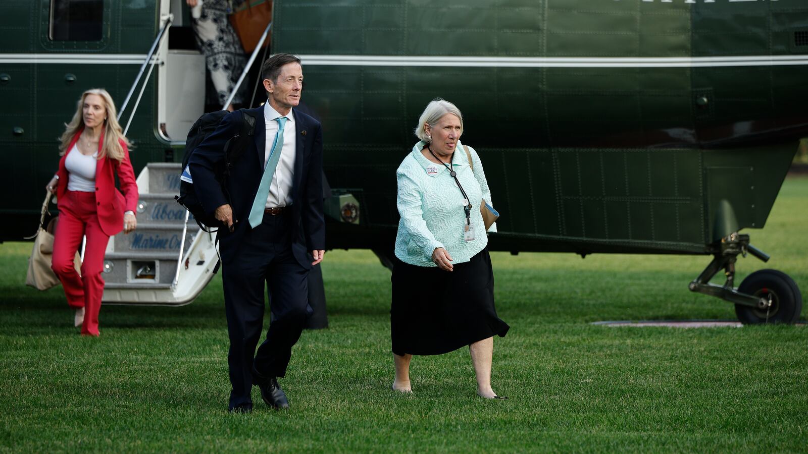 National Economic Council Director Lael Brainard, White House Deputy Chief of staff Bruce Reed and Senior Advisor to the President for Communications Anita Dunn