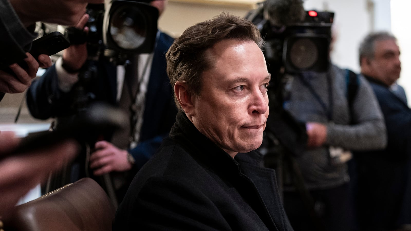 Washington, DC - April 10 : Elon Musk listens as President Donald J Trump speaks during a cabinet meeting at the White House on Thursday, April 10, 2025 in Washington, DC. (Photo by Jabin Botsford/The Washington Post via Getty Images)