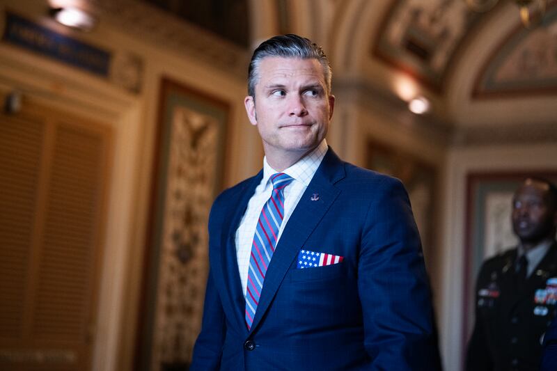 UNITED STATES - NOVEMBER 5: Defense Secretary Pete Hegseth arrives for a briefing in the U.S. Capitol with Congressional leaders and Secretary of State Marco Rubio on military strikes against alleged drug trafficking boats in the Caribbean, on Wednesday, November 5, 2025. (Tom Williams/CQ-Roll Call, Inc via Getty Images)