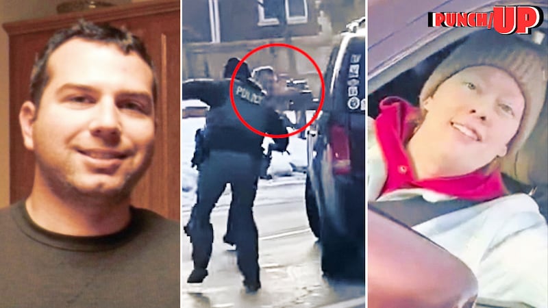 A photo composite of Jonathan Ross, Ross shooting Renee Good, and footage of Renee Good in the car prior to being shot.