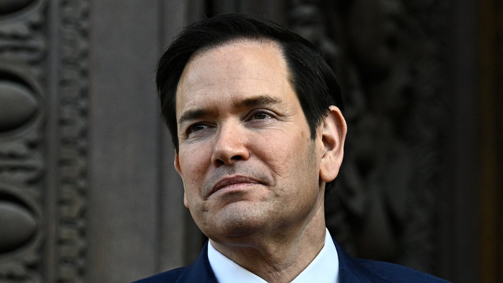 Secretary of State Marco Rubio looks on upon his arrival at the Quai d'Orsay, France's Minister of Foreign Affairs before a bilateral meeting with his French counterpart in Paris on April 17, 2025.