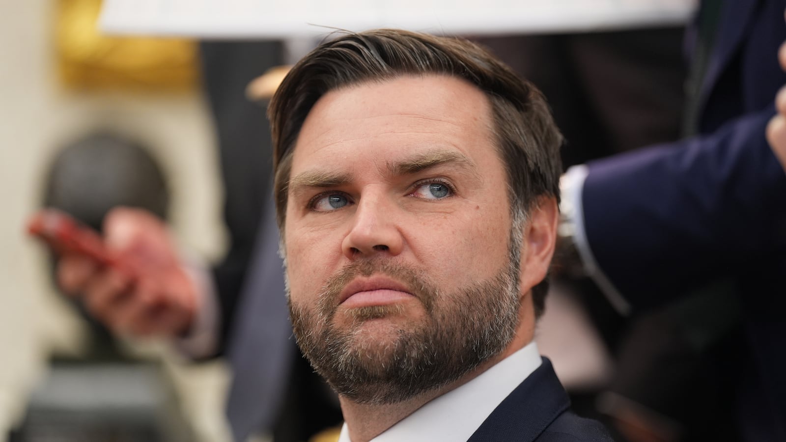 US Vice President JD Vance during a bilateral meeting with Taoiseach Micheal Martin ahead of the White House.