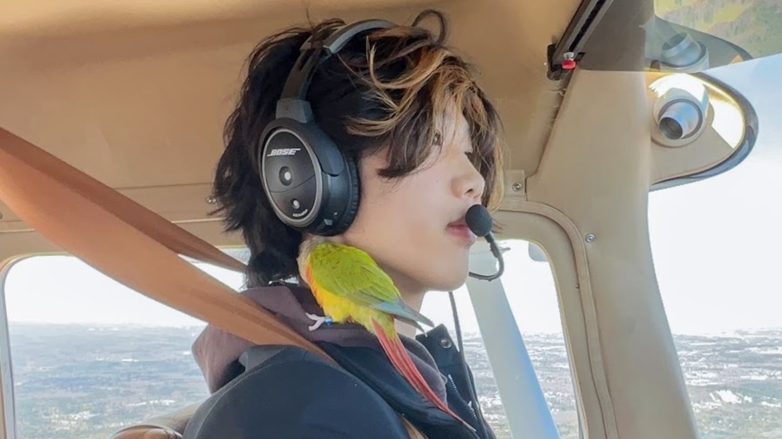 Ethan Gou in his Cessna 182Q aircraft.