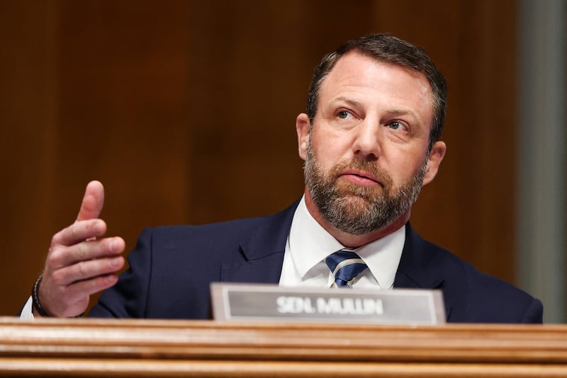 U.S. Senator Markwayne Mullin (R-OK) attends a Senate Health, Education, Labor, and Pensions Committee confirmation hearing for Casey Means, nominated to serve as the next U.S. Surgeon General, on Capitol Hill in Washington, D.C., U.S., February 25, 2026. REUTERS/Kylie Cooper