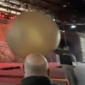 A boulder at the Indiana Jones show at Disney World.