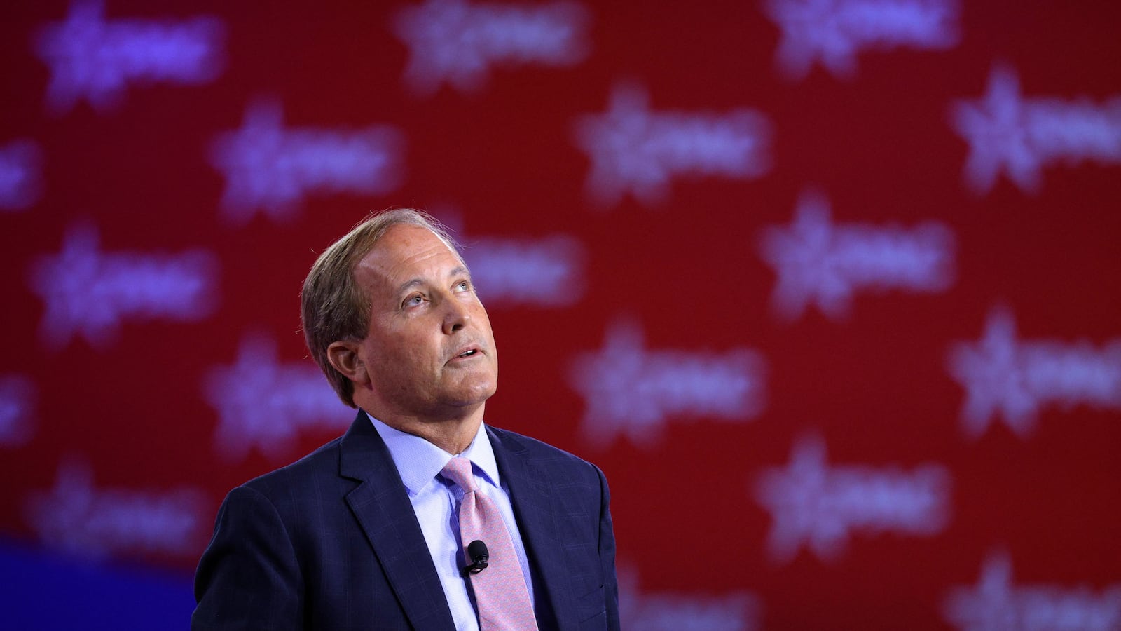 Texas Attorney General Ken Paxton pictured speaking at CPAC.