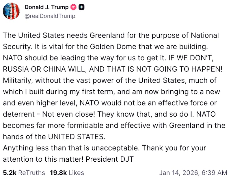 Donald Trump on Truth Social