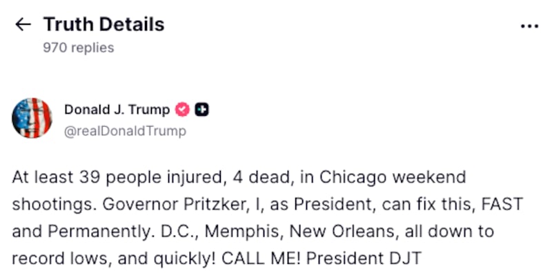Trump Truth Social post