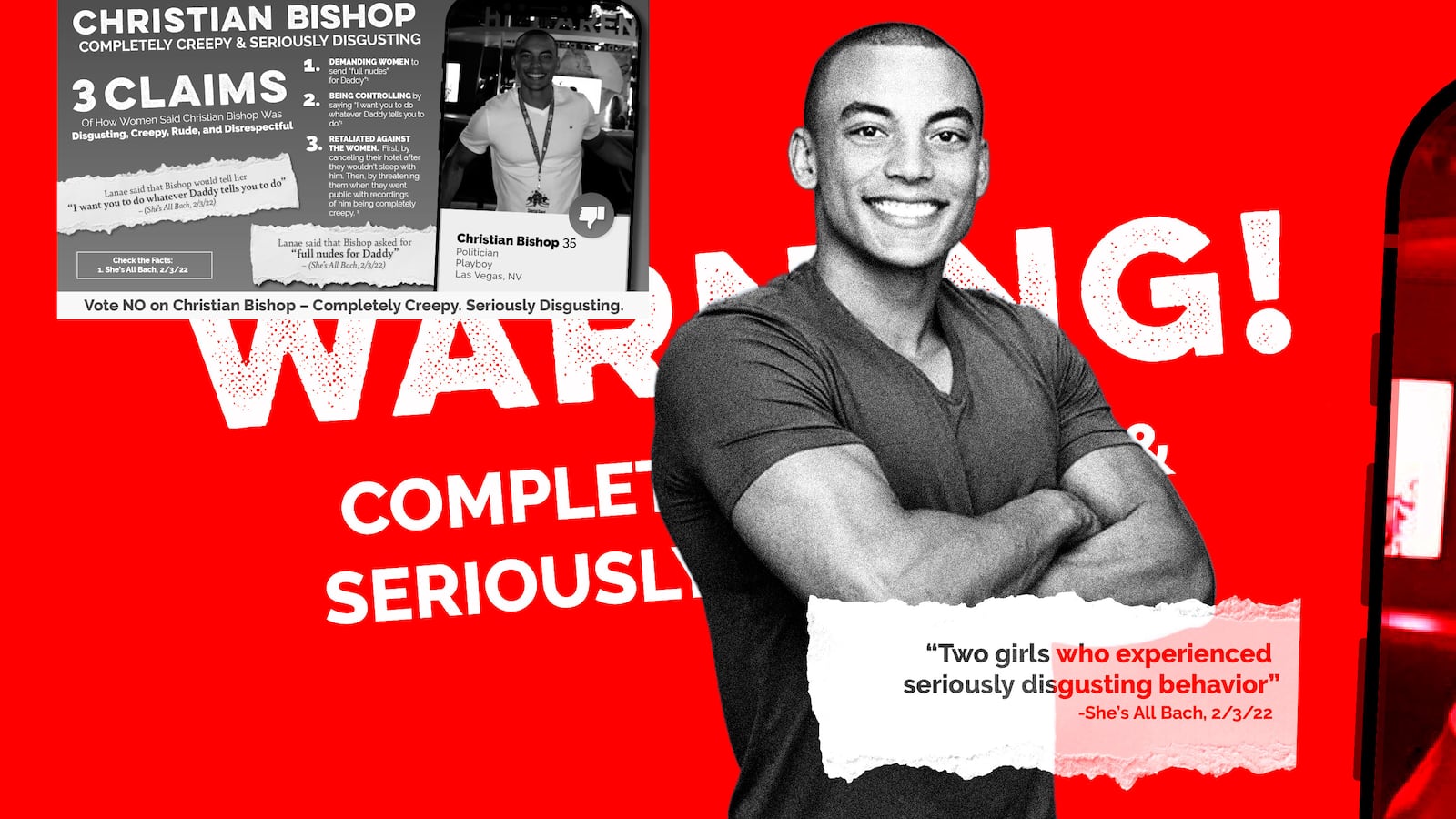 A photo illustration of Christian Bishop