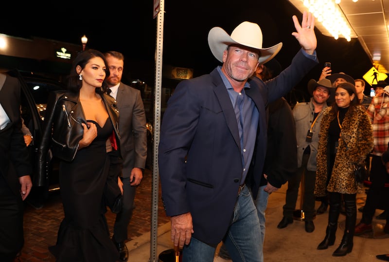 Taylor Sheridan and his wife Nicole Sheridan arrives at the premiere for Paramount Network's "Yellowstone"