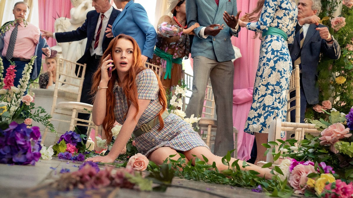 Lindsay Lohan sprawled on the ground in a still from ‘Irish Wish’