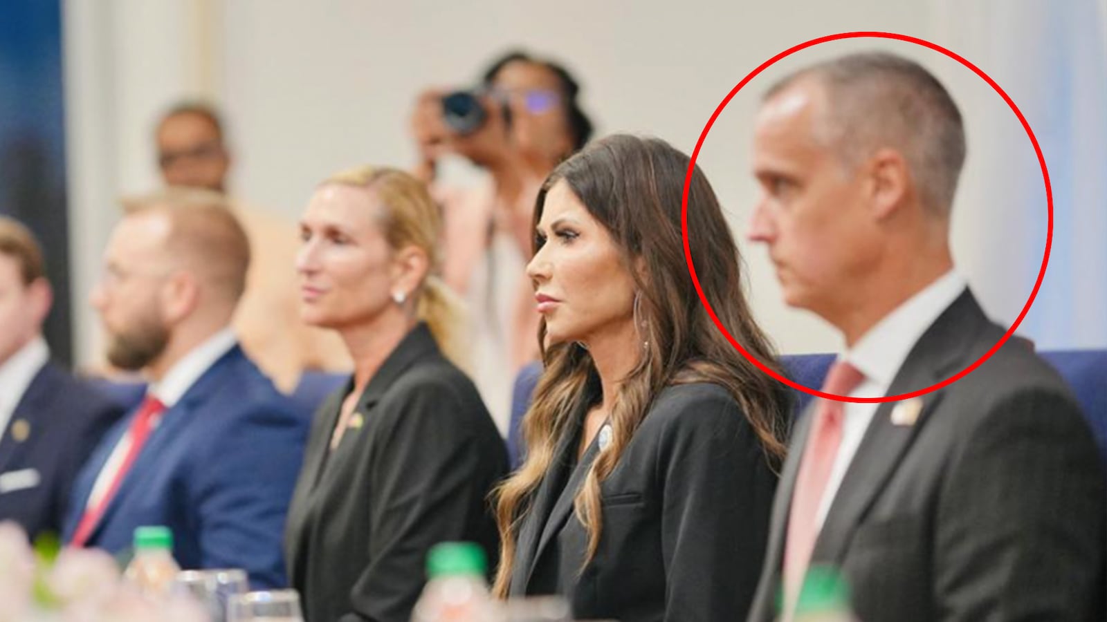 Lewandowski was prominently seated next to Noem during a meeting with Guyanese government officials.