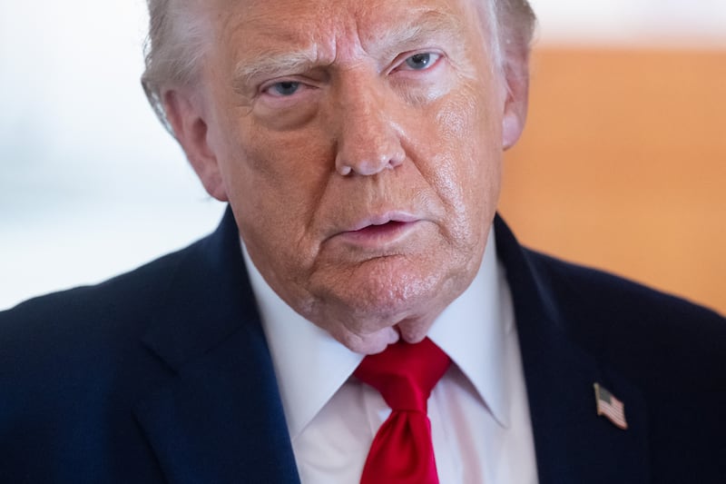 US President Donald Trump speaks with the press aboard Air Force One as he flies from Joint Base Andrews in Maryland to Eau Claire, Wisconsin, June 5, 2026. President Trump is traveling to Chippew Falls, Wisconsin, to attend a rountable on agriculture.