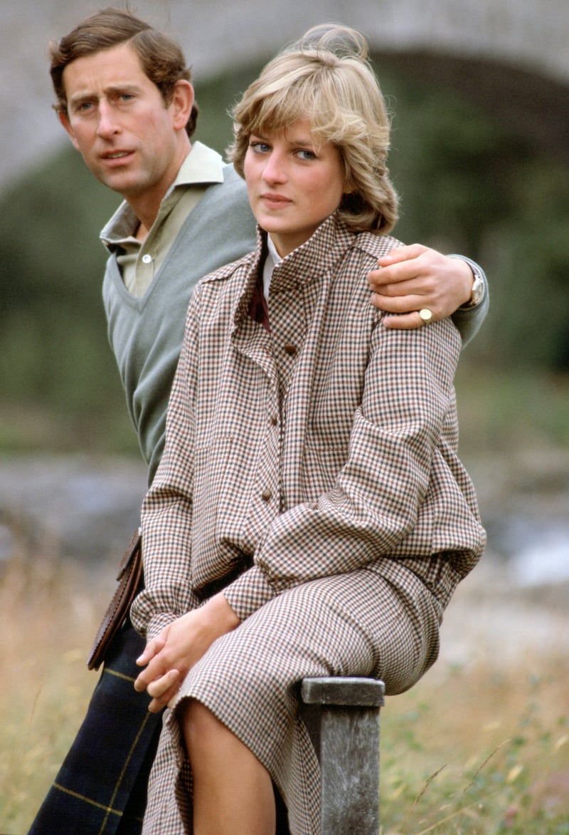 Prince Charles and Princess Diana pose for a portrait during their honeymoon at Balmoral Castle in the Scottish Highlands in 1981.