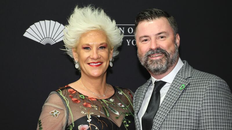 NEW YORK, NEW YORK - APRIL 25: (L-R) Anne Burrell and Stuart Claxton attend the City Harvest 40th Anniversary Gala at Cipriani 42nd Street on April 25, 2023 in New York City. (Photo by Dia Dipasupil/Getty Images)