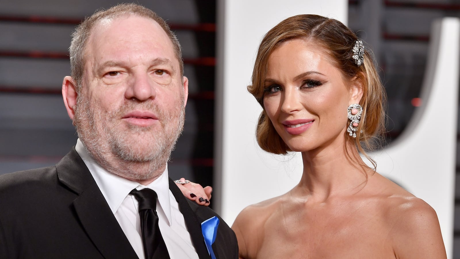 Harvey Weinstein (L) and fashion designer Georgina Chapman in 2017.