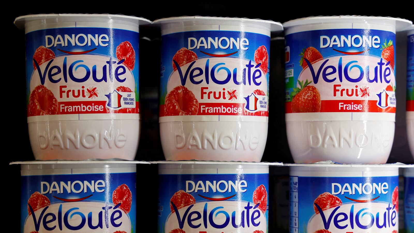 Dairy products of French food group Danone are seen in a supermarket in Nice, France, January 9, 2023.