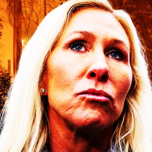 Majorie Taylor Greene, laser photo illustration