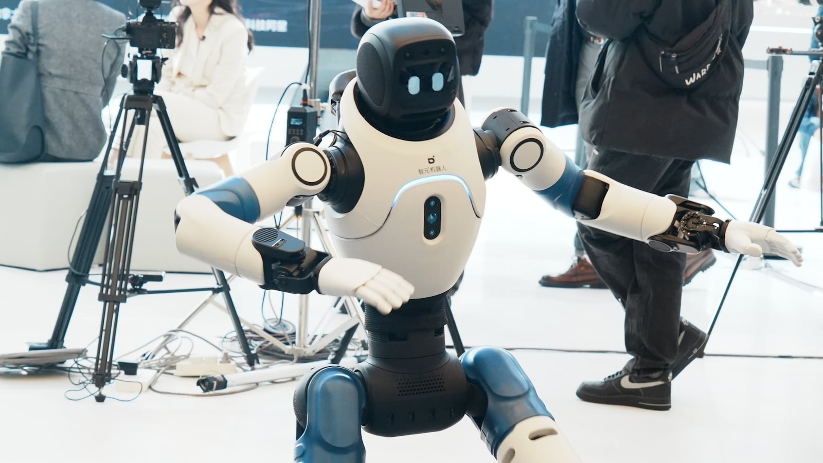 SHANGHAI, CHINA - MARCH 12: Agibot humanoid robot dances during the 2026 Appliance And Electronics World Expo (AWE) on March 12, 2026 in Shanghai, China. The Appliance and Electronics World Expo, a key stage for global tech giants and a beacon for future smart living, features over 1,200 leading companies worldwide this year. (Photo by Long Wei/VCG via Getty Images)