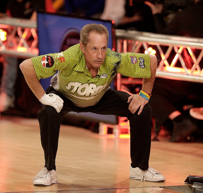 HOUSTON, TEXAS - JANUARY 17: PBA bowler Pete Weber bowls during the 2019 State Farm Chris Paul PBA Celebrity Invitational on January 17, 2019 in Houston, Texas. (Photo by Bob Levey/Getty Images for PBA)