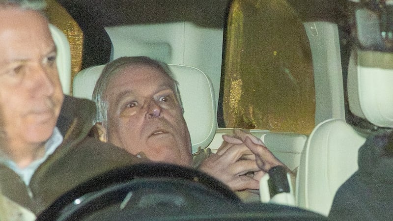 Andrew Mountbatten-Windsor is seen being driven away from a police station following his arrest on suspicion of misconduct in a public office. The brother of King Charles was seen sitting in the back of a Range Rover as he left the Police Investigation Centre on February 19, 2026, in Aylsham, Norfolk, United Kingdom.