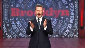 Jimmy Kimmel Live!, Kimmel talking from his temporary stage in Brooklyn.