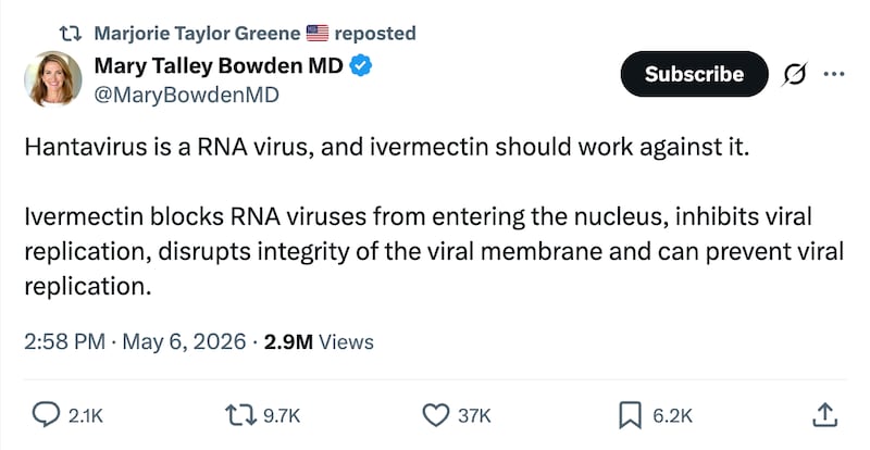Ivermectin is already being pushed as a treatment for hantavirus.