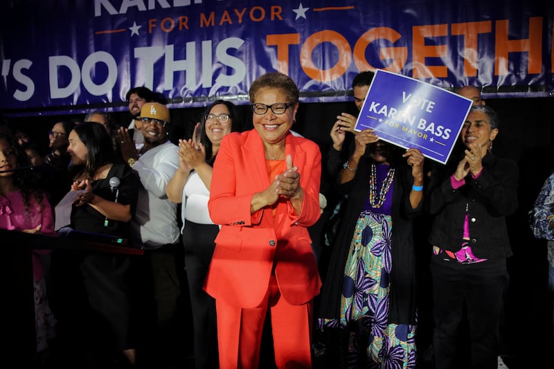 Incumbent Los Angeles Mayor Karen Bass will face off against progressive Nithya Raman in November.