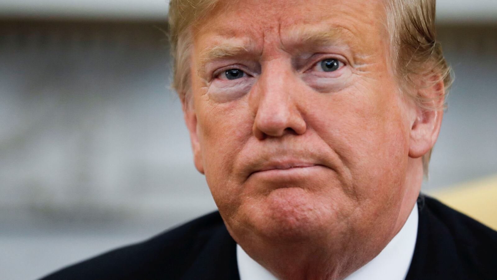 President Donald Trump listens as he meets with Fabiana Rosales, wife of Venezuelan opposition leader Juan Guaido, in the Oval Office at the White House in Washington, U.S., March 27, 2019.