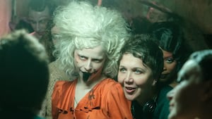 (L-R) Jessie Buckley and director Maggie Gyllenhaal on the set of The Bride!