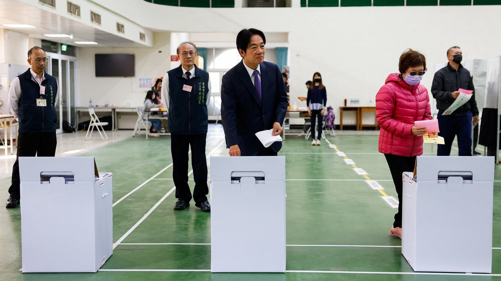 Lai Ching-te casts his vote at a polling station during the presidential and parliamentary elections in Tainan, Taiwan January 13, 2024.