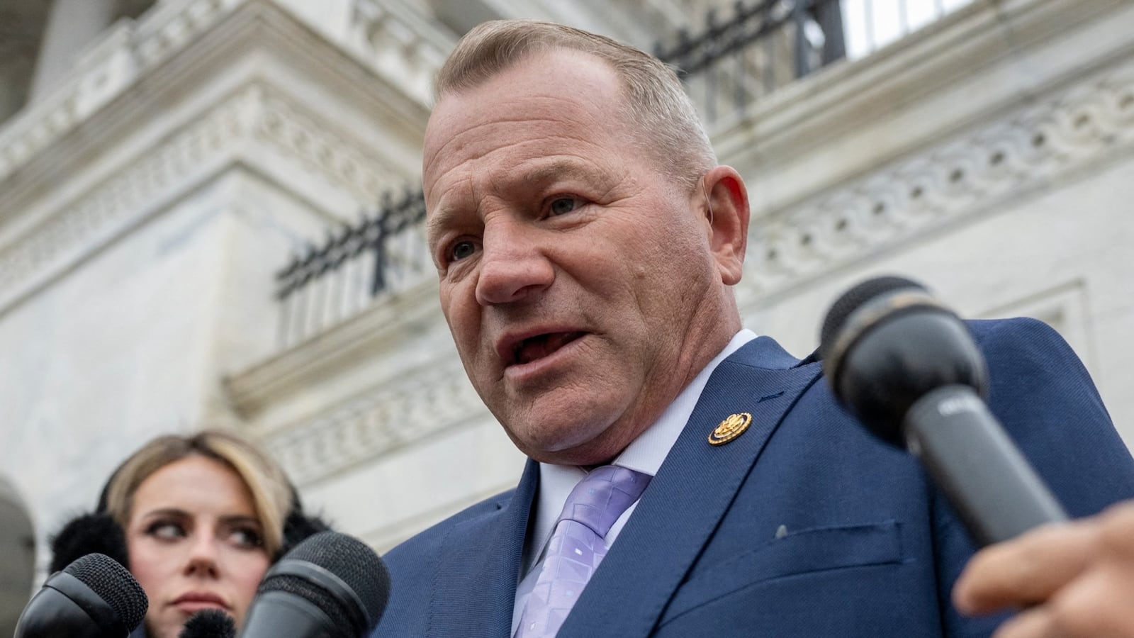 US Representative Troy Nehls, Republican of Texas, speaks to reporters following a House vote on the "Epstein Files Transparency Act" at the US Capitol in Washington, DC on November 18, 2025. US lawmakers voted overwhelmingly on Tuesday for releasing government files on convicted sex offender Jeffrey Epstein, after President Donald Trump dropped his opposition to opening the books on a scandal that has roiled politics, law enforcement and the country's elite. (Photo by DANIEL HEUER / AFP)