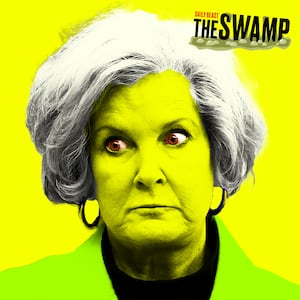 Susie Wiles in various shades of yellow/green